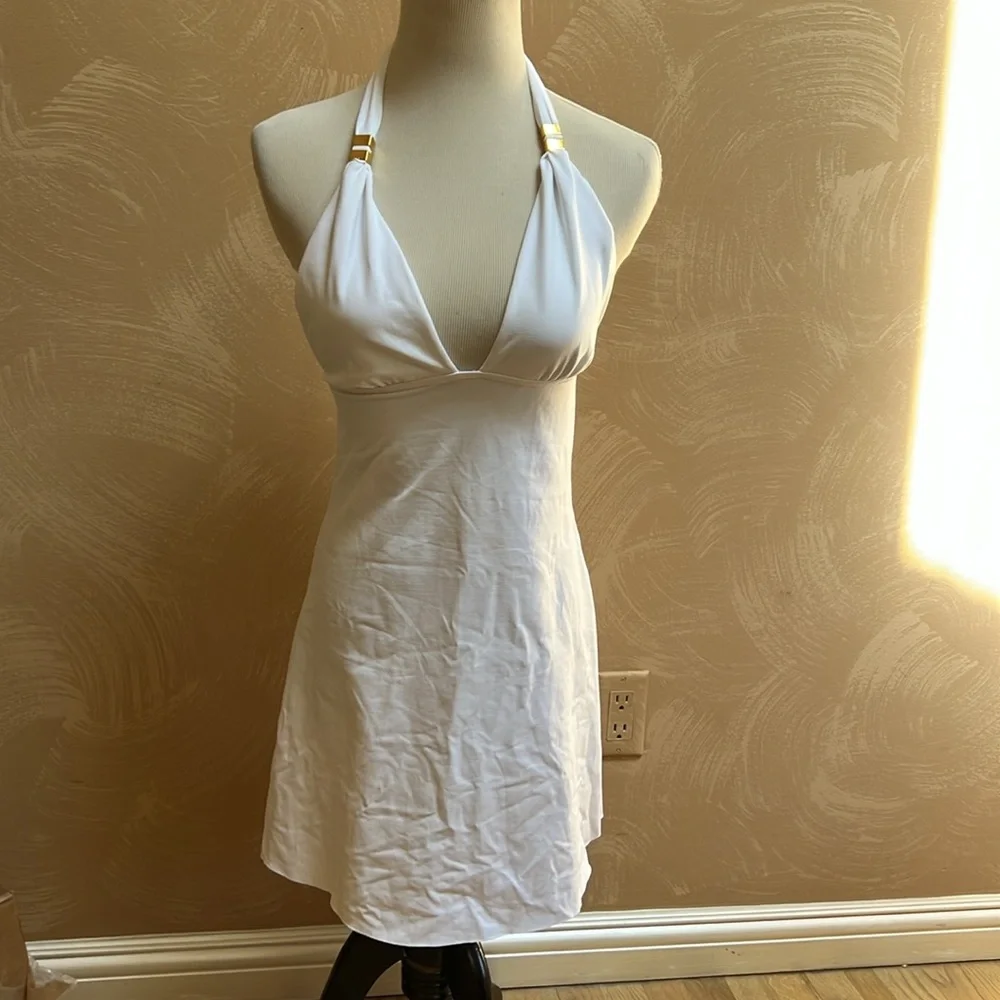 VIX ClassicWhite Halter Dress/Swim Cover-Up. S - Picture 1 of 9